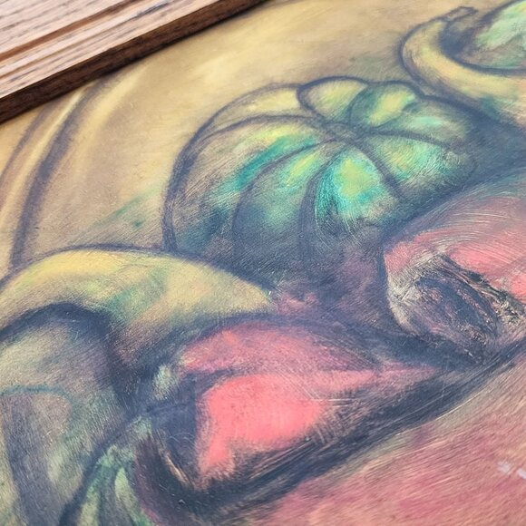 Pastel Still life Artwork Fruits by B. Myers Rustic Oak Wooden Frame Bright Colo - Picture 14 of 14